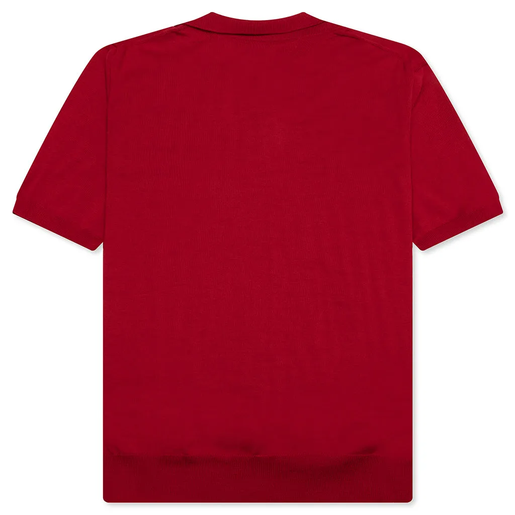 Red Emblem S/S Polo Neck - Red