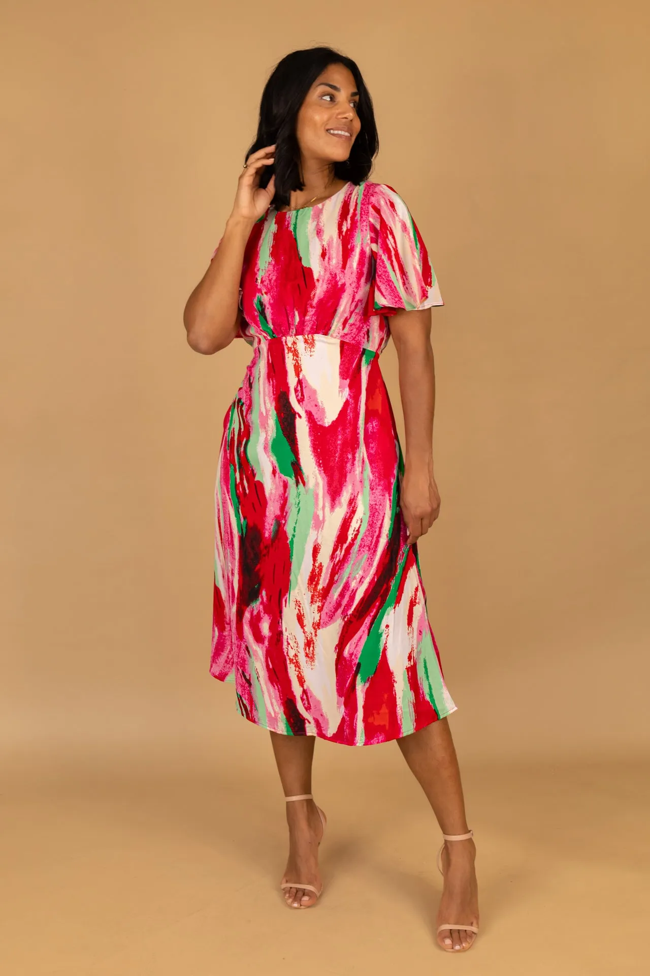 Red Graphic Print Niko Dress