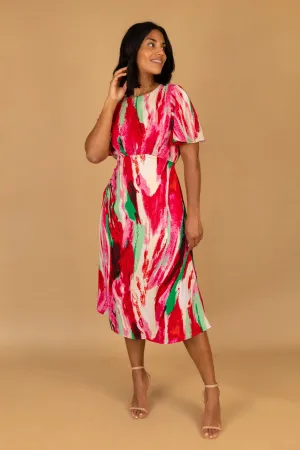 Red Graphic Print Niko Dress