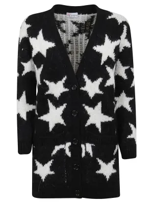 REDValentino Star Patterned V-Neck Cardigan