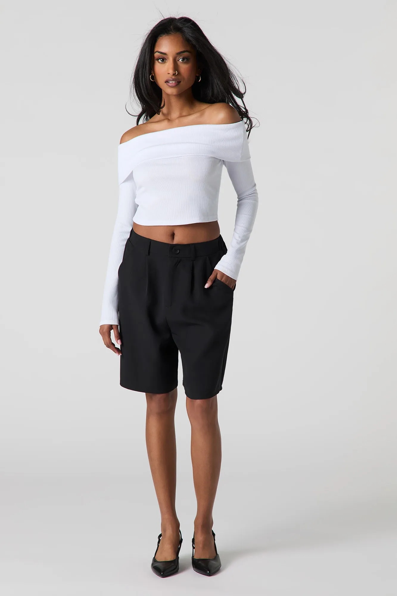 Ribbed Foldover Crop Top