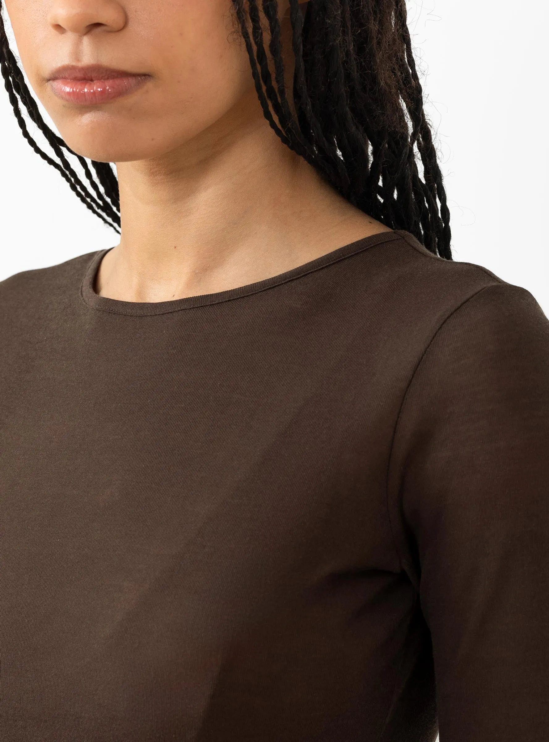 Round Short Sleeve T-Shirt, Brown