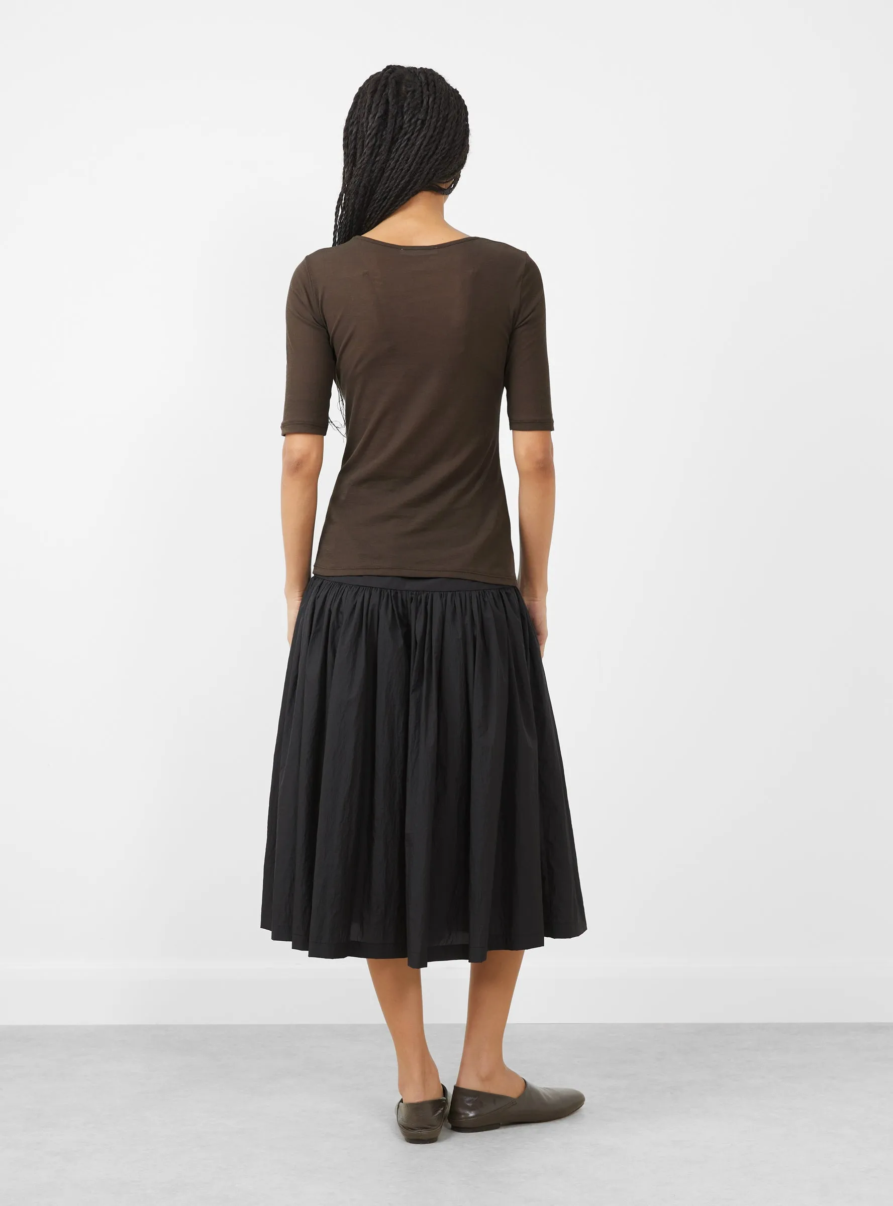 Round Short Sleeve T-Shirt, Brown