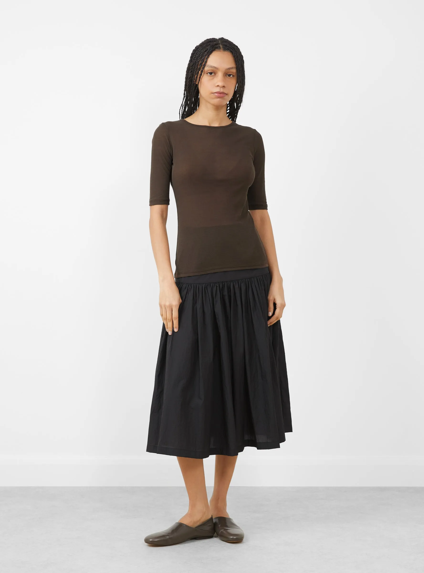 Round Short Sleeve T-Shirt, Brown