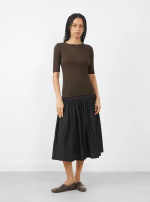 Round Short Sleeve T-Shirt, Brown