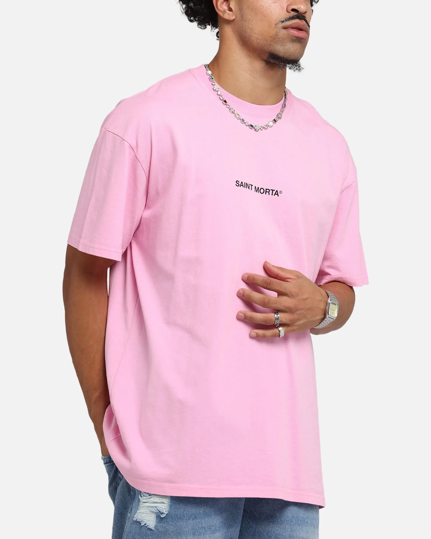 Saint Morta Lover Club Boxy T-Shirt Pink