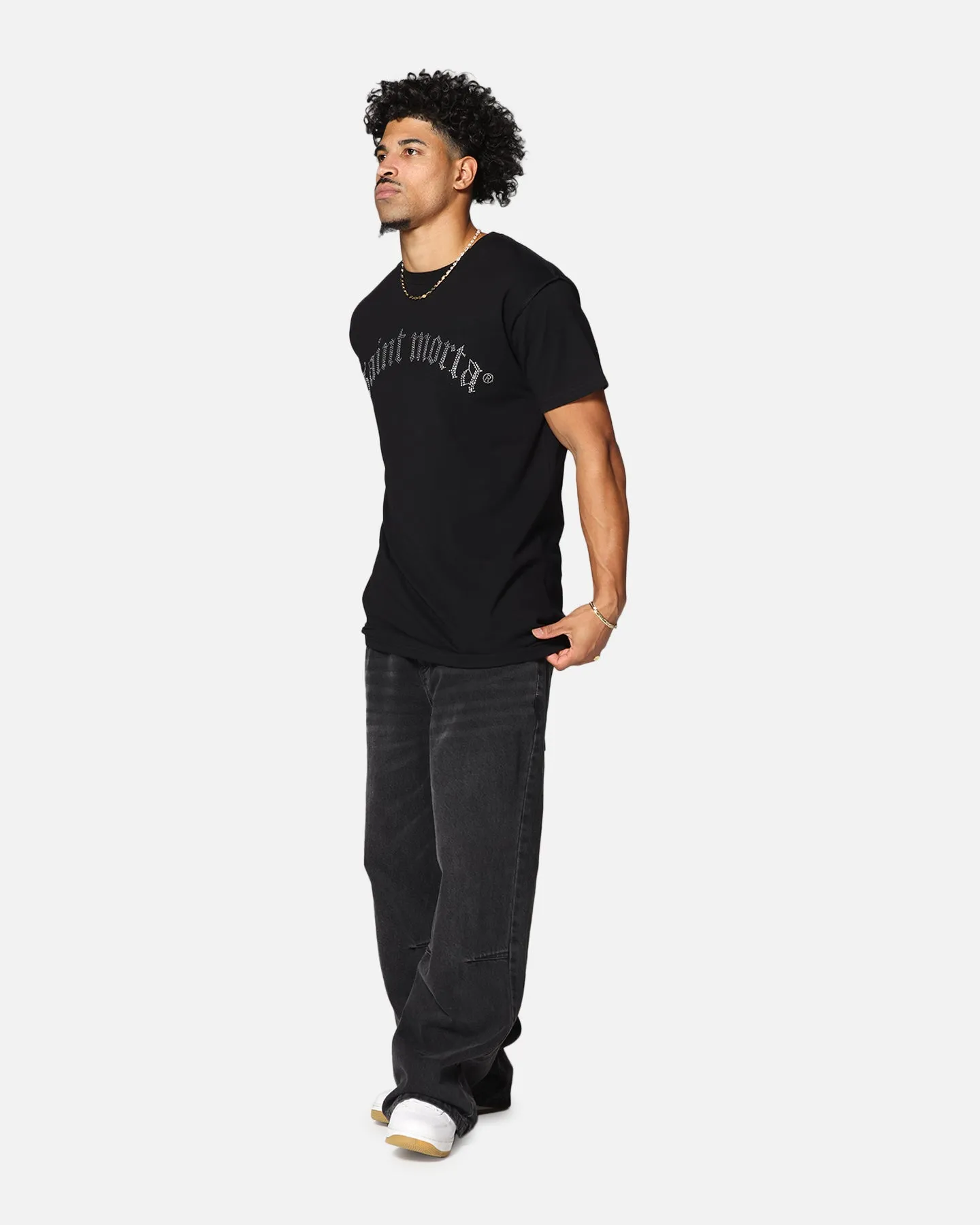 Saint Morta Rhinestone T-Shirt Black