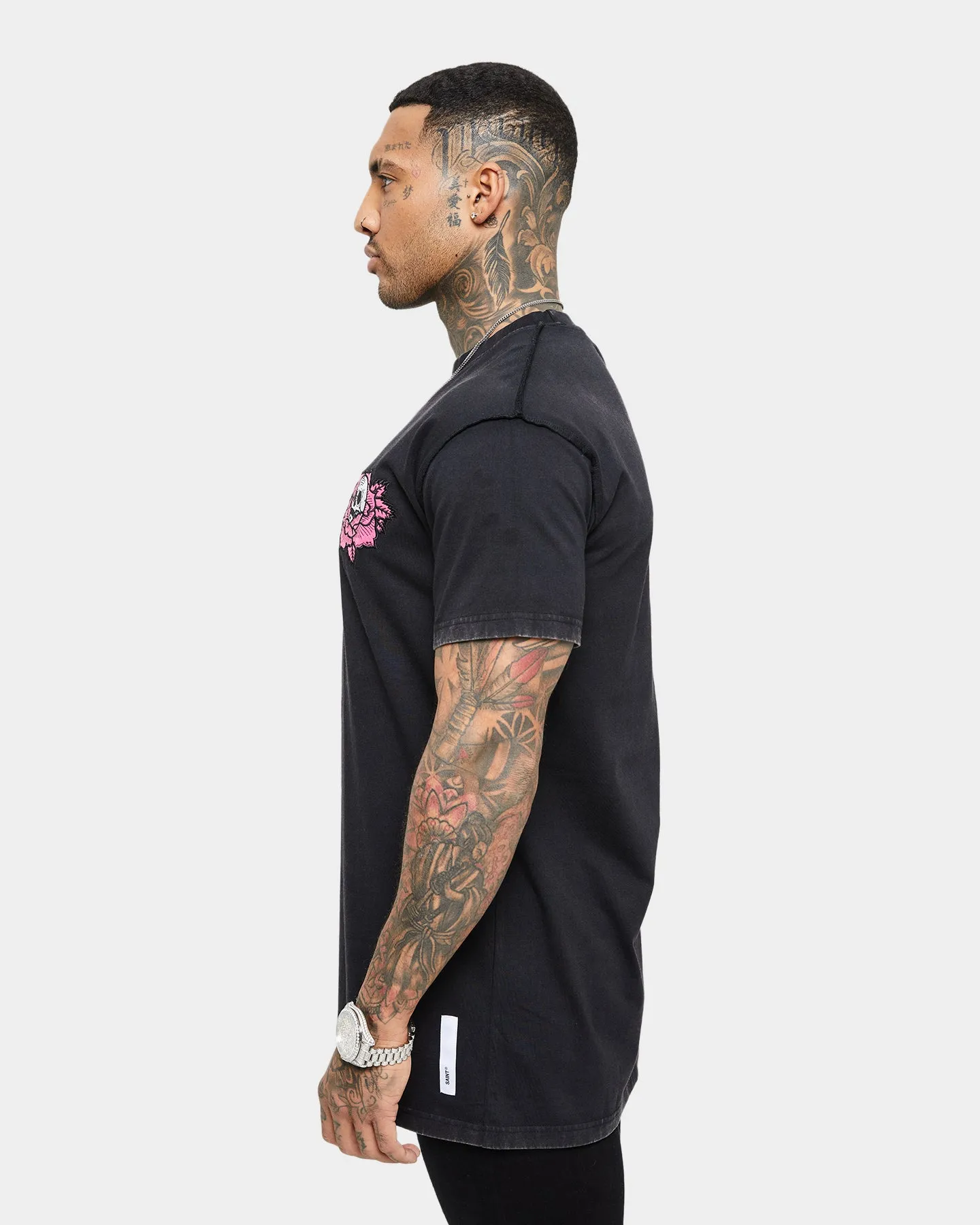 Saint Morta Skull Flower Lafayette T-Shirt Vintage Black