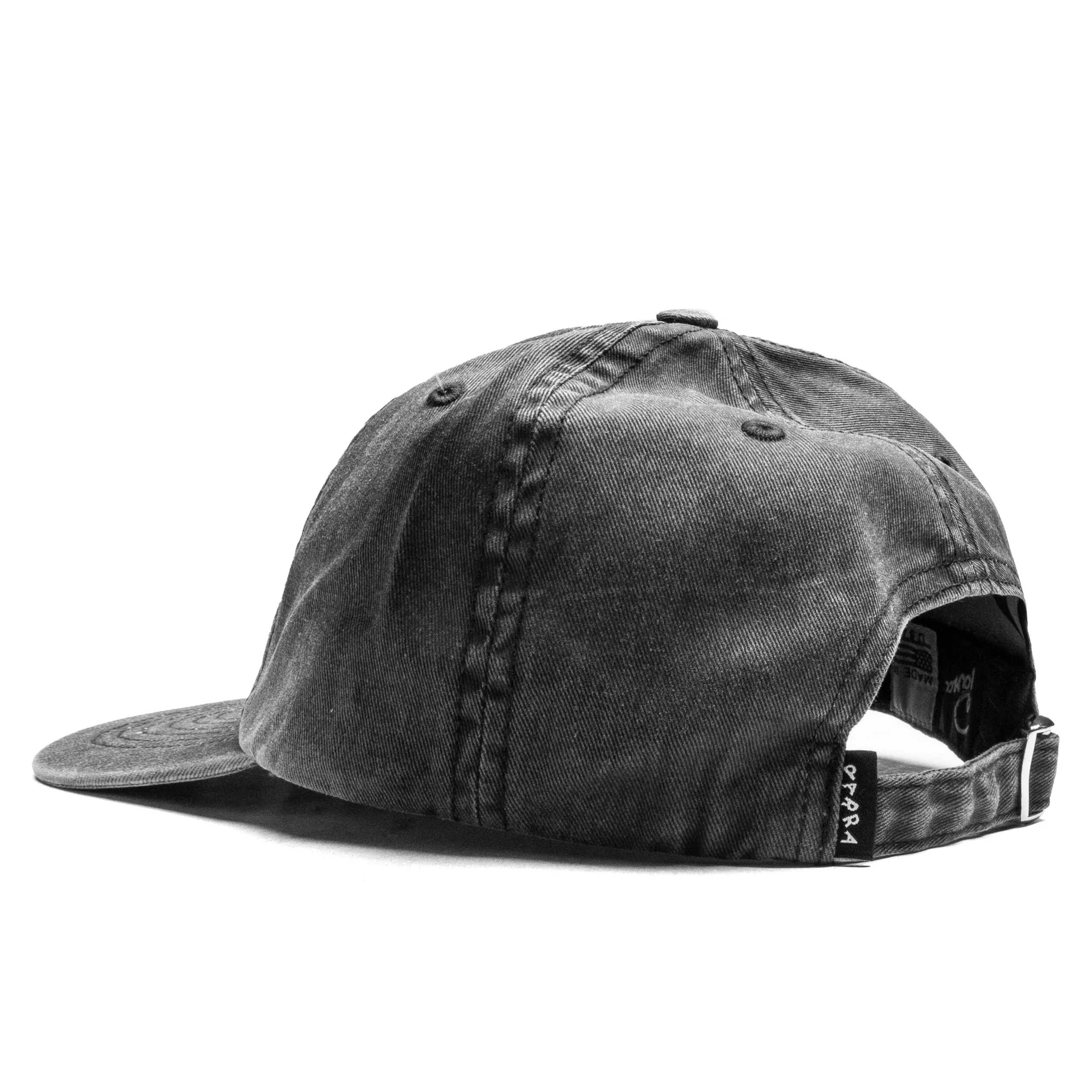 Scripted 6 Panel Hat - Washed Black