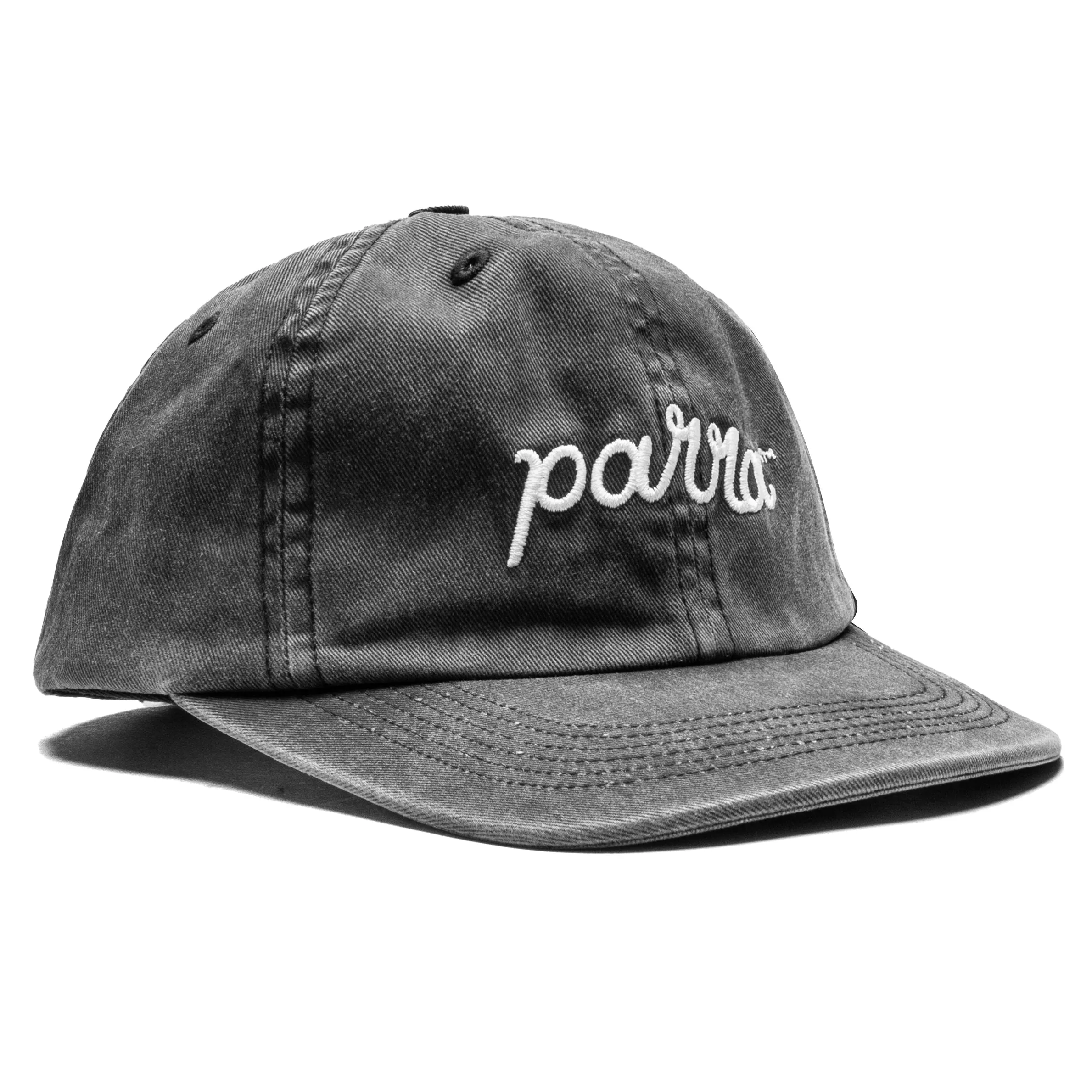 Scripted 6 Panel Hat - Washed Black