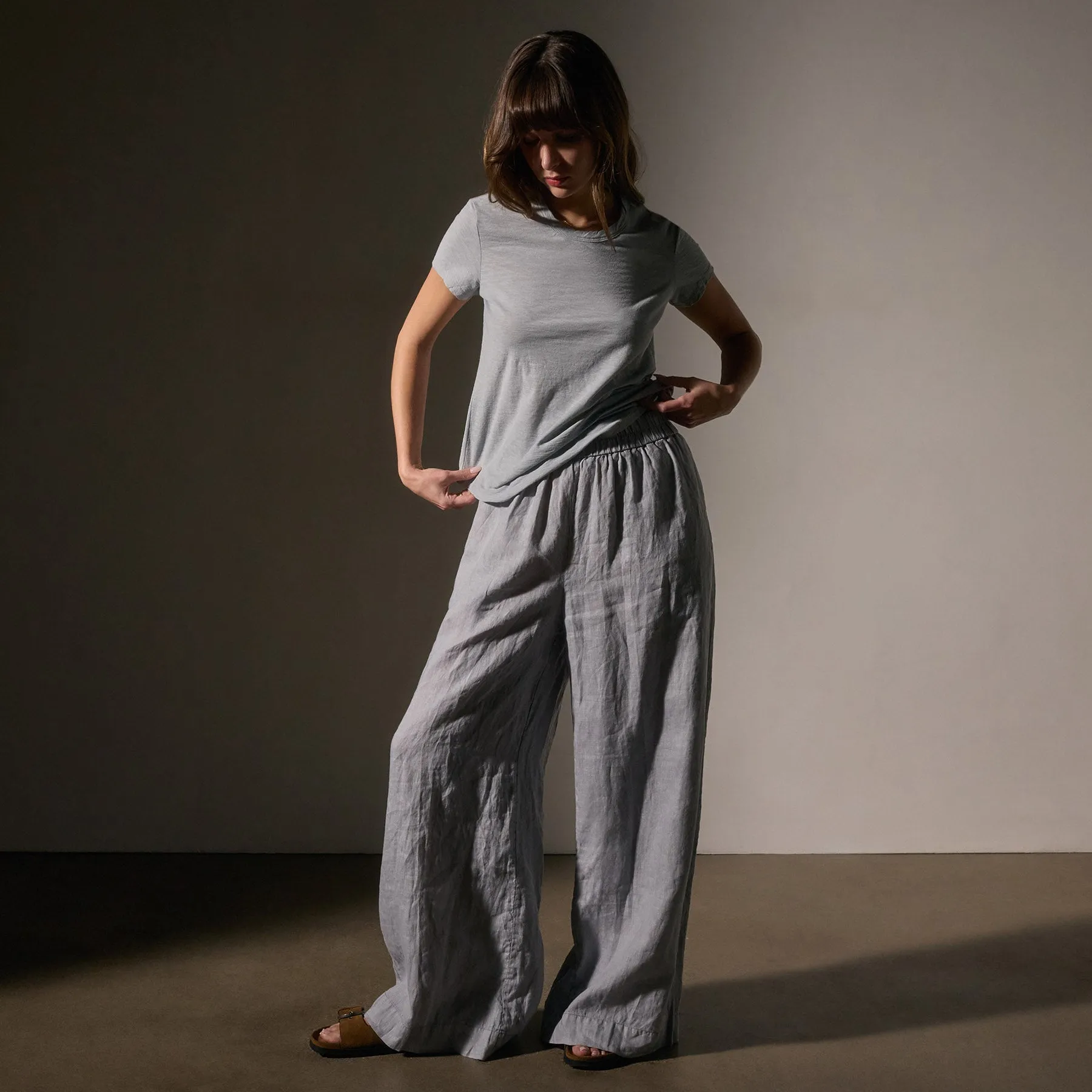 Sheer Slub Crew Neck Tee - Grey Sky