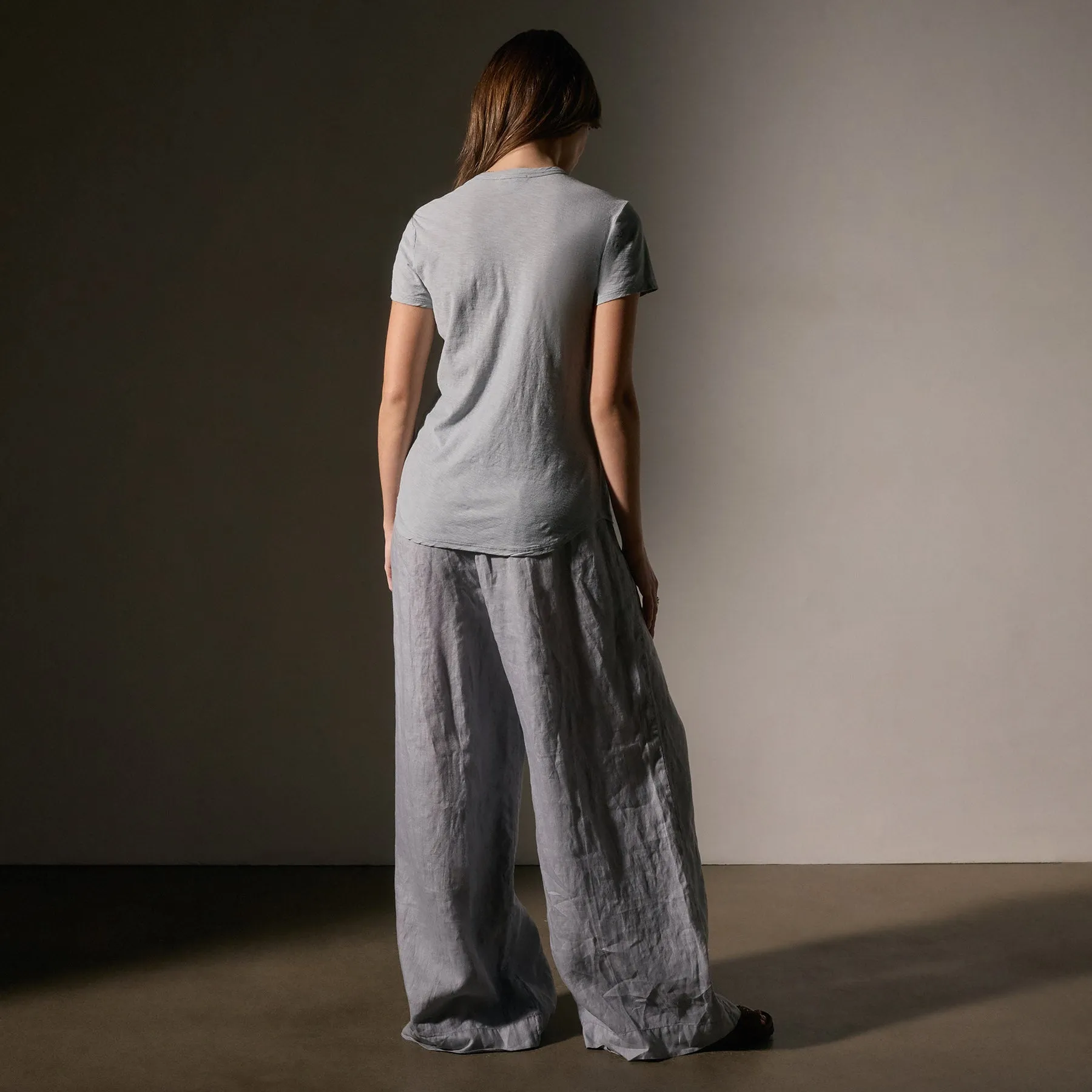 Sheer Slub Crew Neck Tee - Grey Sky