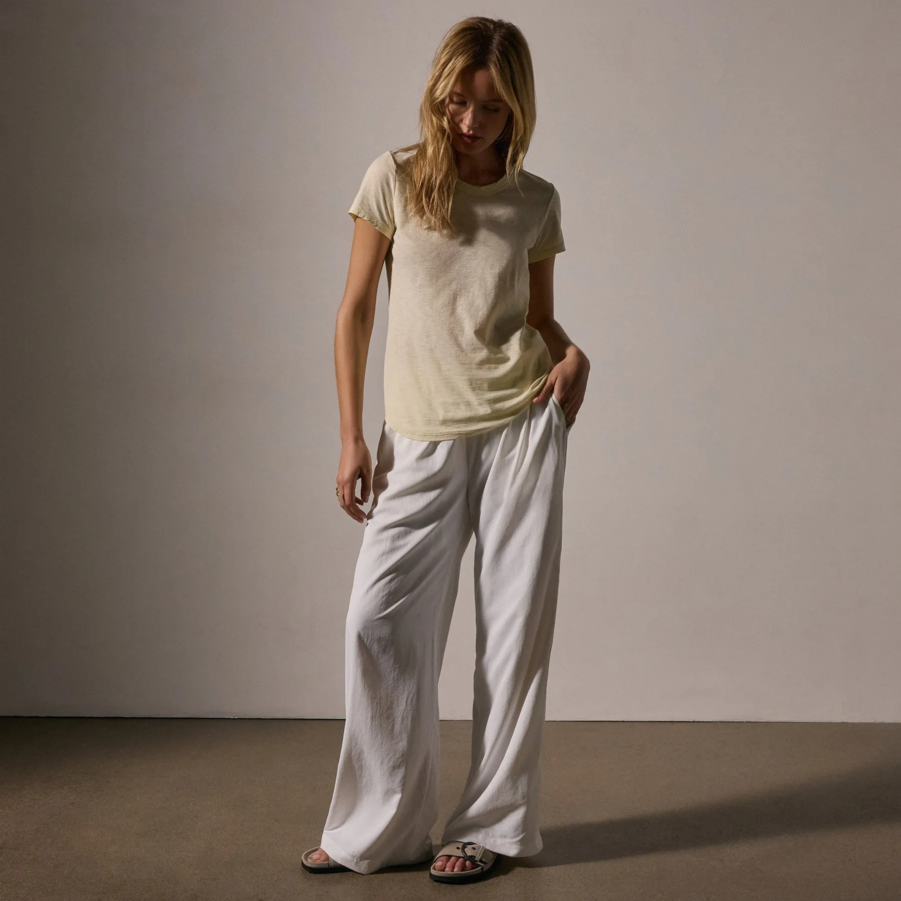 Sheer Slub Crew Neck Tee - Naples Yellow