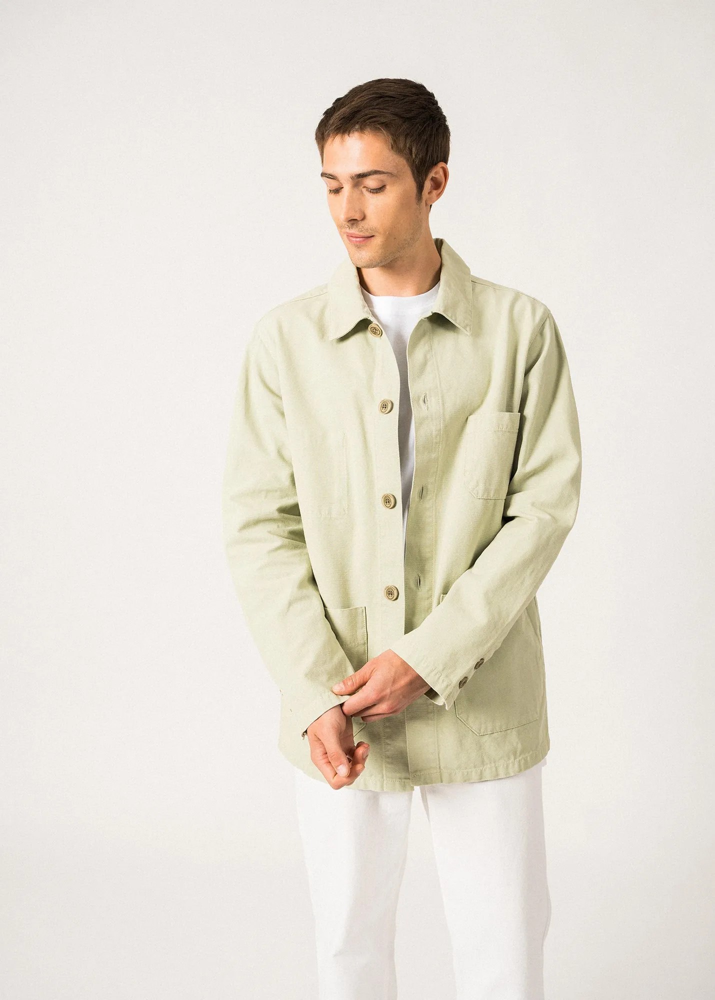 SIROCCO II - Navy French Chore Jacket | Workwear Cotton Canvas | Unisex Fit (SOFT ALMOND)
