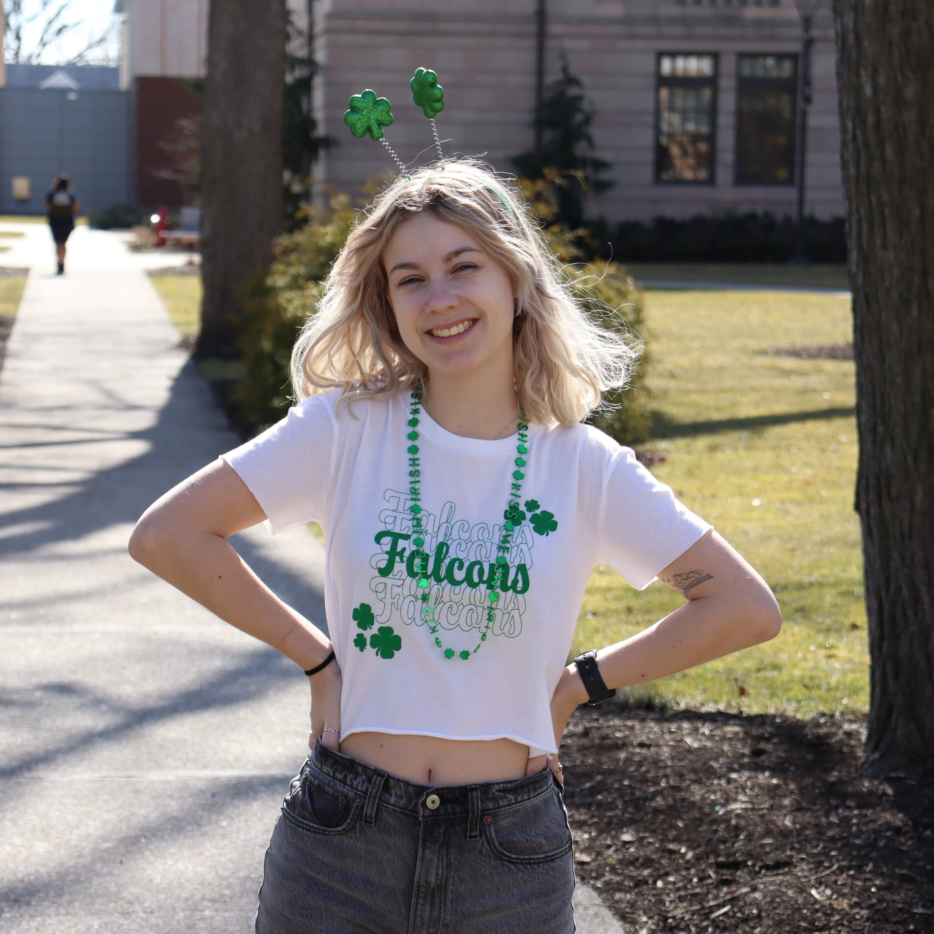 St. Patrick's Falcons Crop Tee White