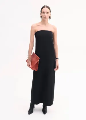 Strapless Column Dress in Viscose Crepe - Black