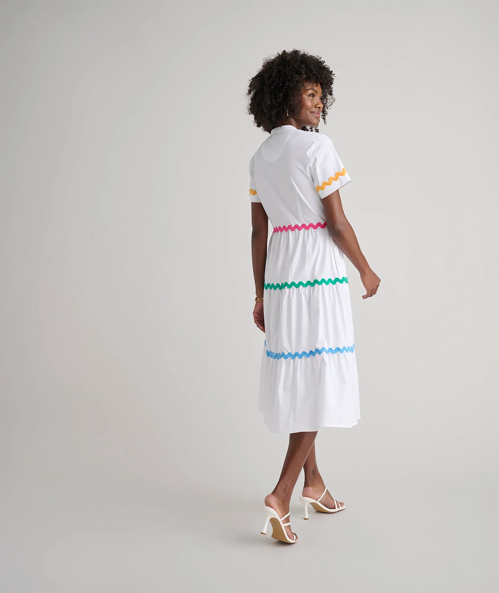 Stretch Cotton Ric Rac Tiered Justine Dress