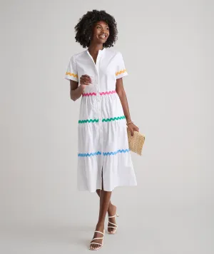 Stretch Cotton Ric Rac Tiered Justine Dress