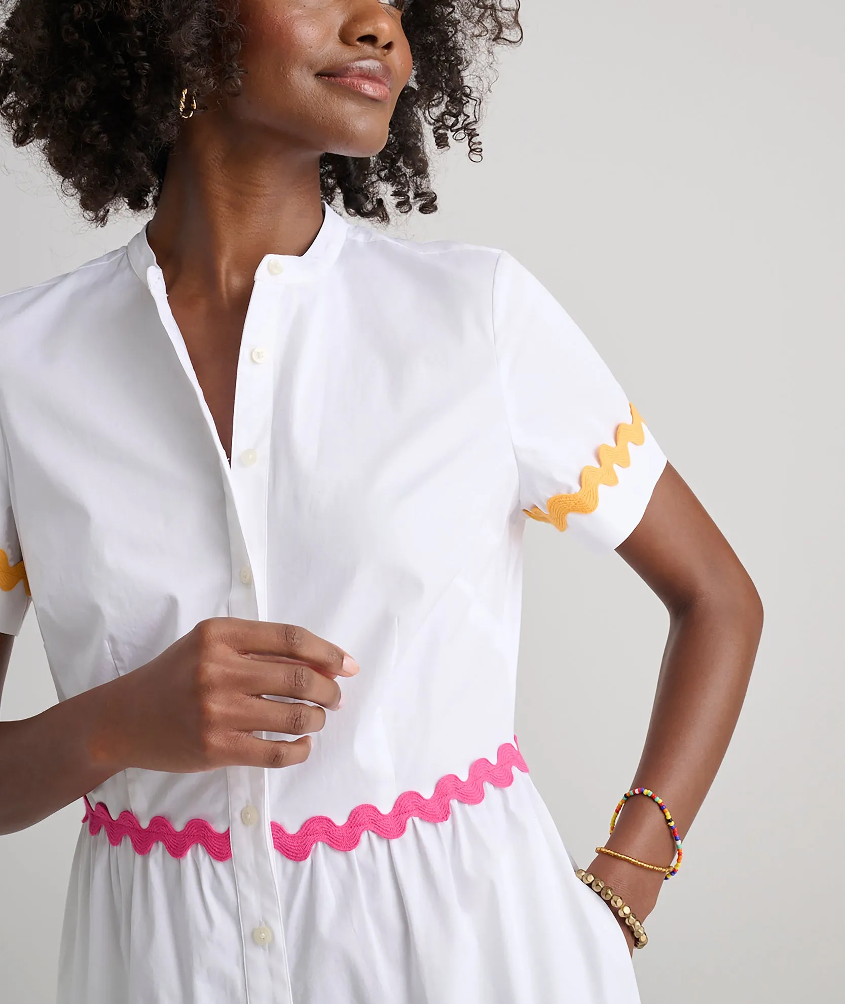 Stretch Cotton Ric Rac Tiered Justine Dress