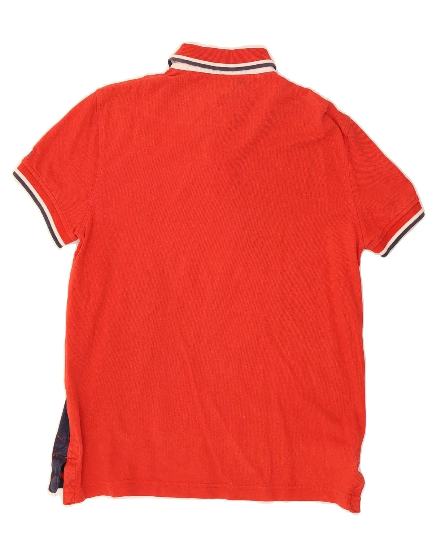 TOMMY HILFIGER Mens Graphic Rugby Polo Shirt Small Red Colourblock