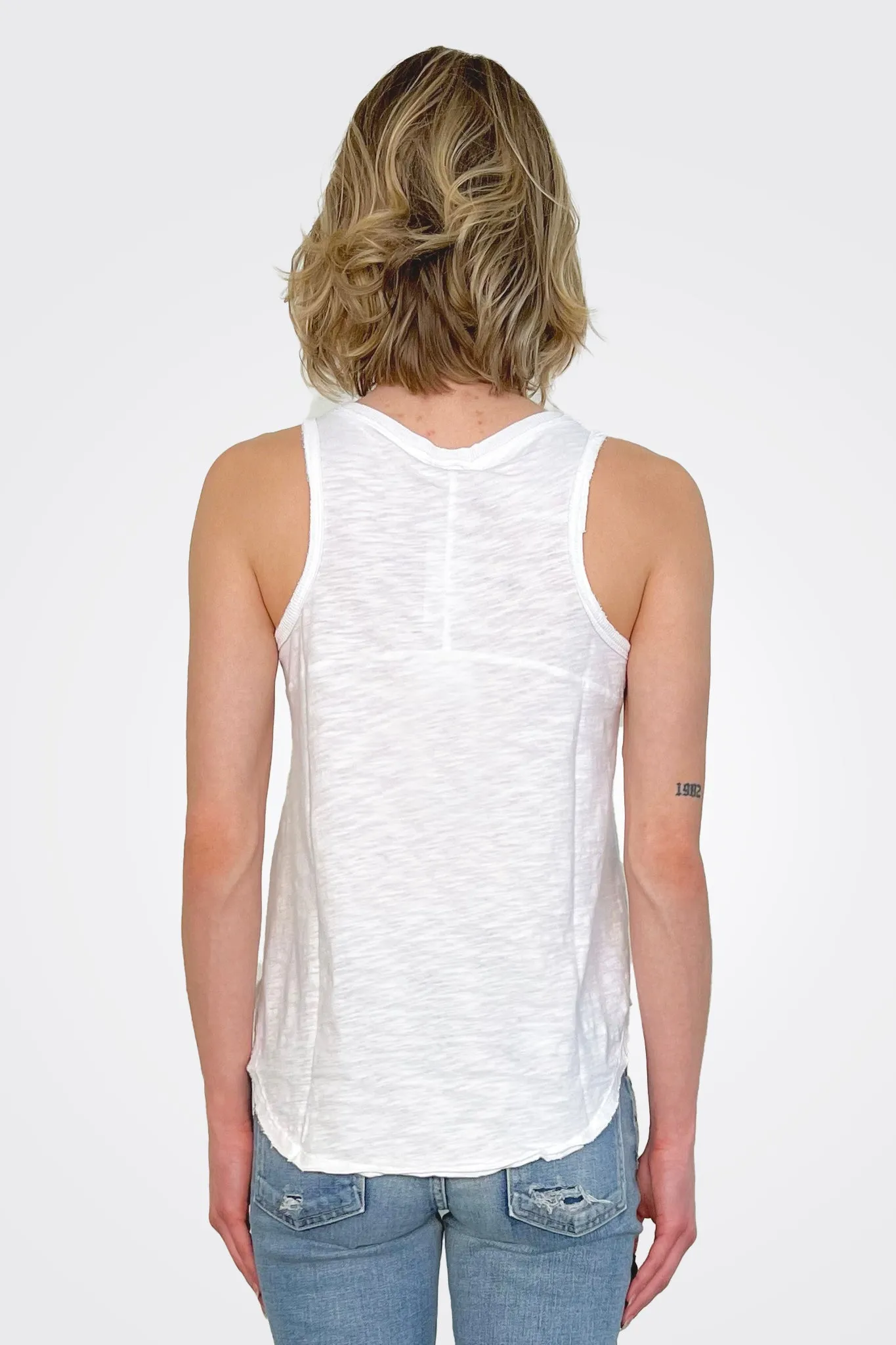 V Neck Tank - White