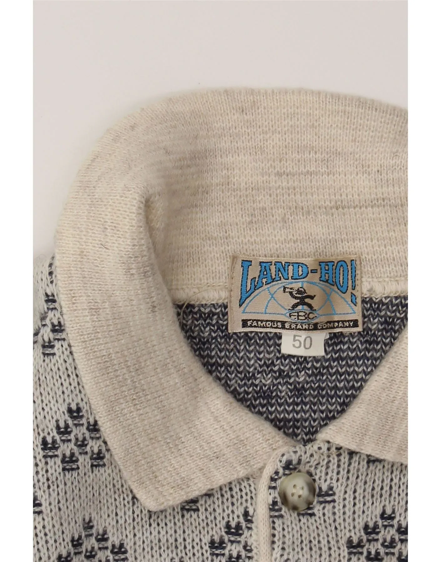 VINTAGE Mens Polo Neck Jumper Sweater IT 50 Medium Grey Fair Isle