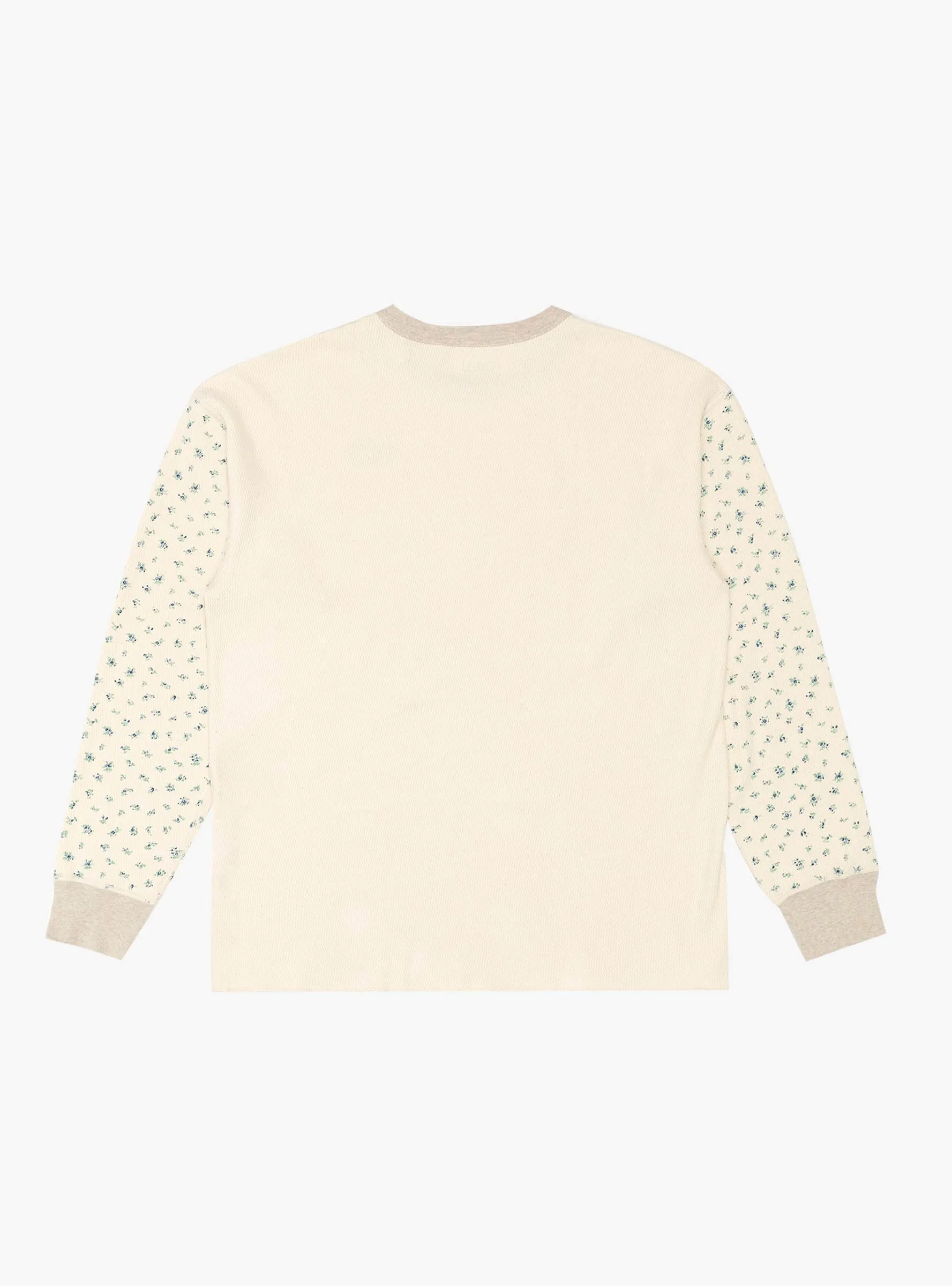 Waffle Jersey Calico Print 2TONES Long Sleeve T-Shirt Blue