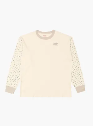 Waffle Jersey Calico Print 2TONES Long Sleeve T-Shirt Blue