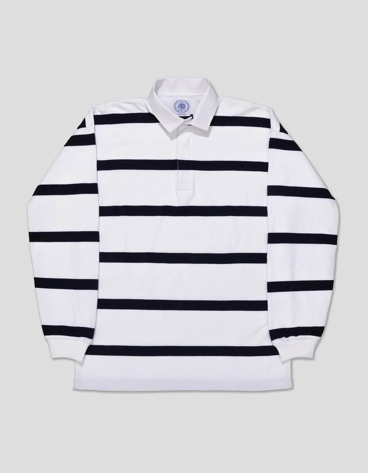 WHITE/NAVY STRIPE RUGBY SHIRT