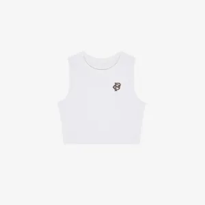 womens premiumgoods. baby rib sleeveless crop top monogram (white)