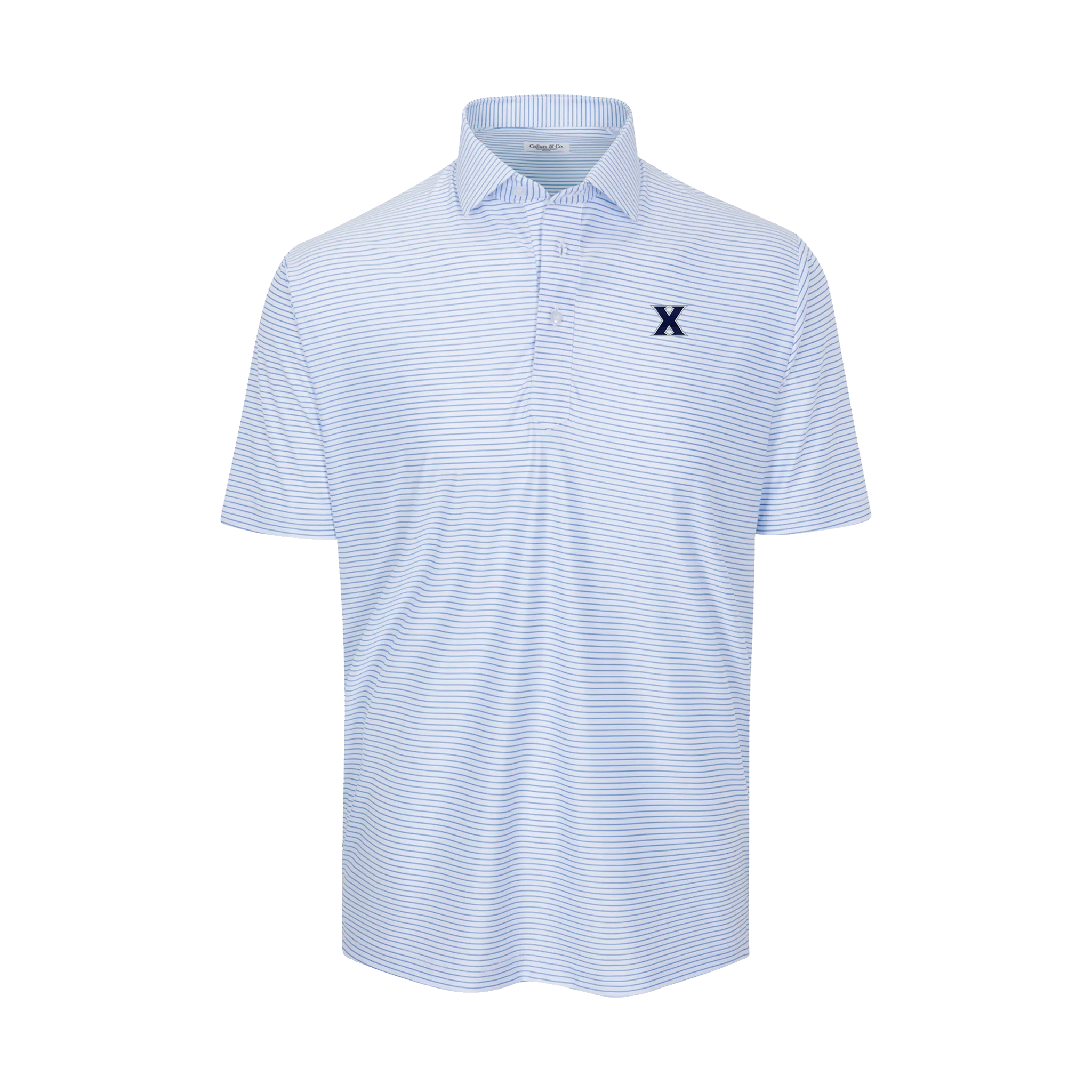Xavier Featherweight Flex Polo Camden White with Blue Stripe