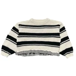 Zara Striped Boxy Ruffle Sweater