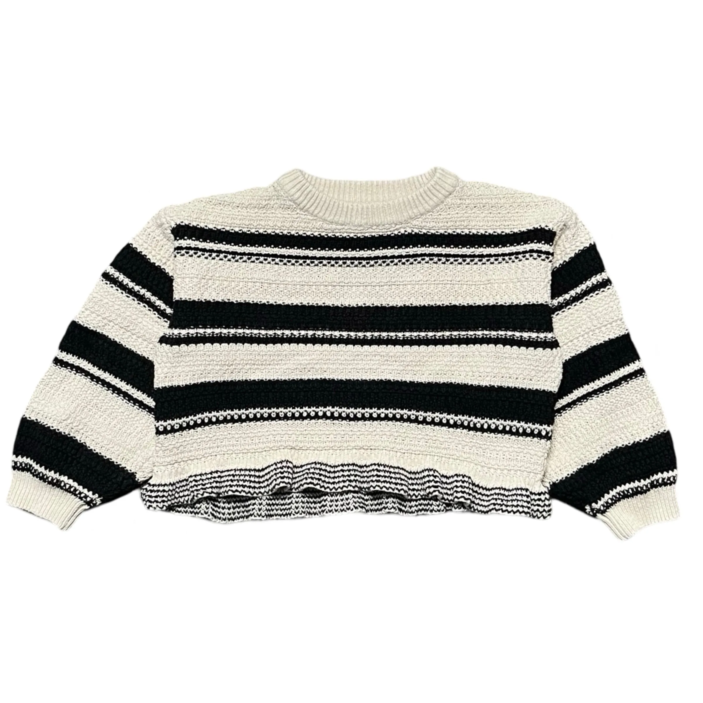 Zara Striped Boxy Ruffle Sweater