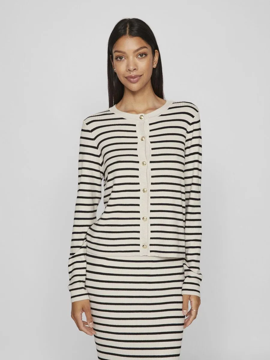 Zicha Striped Knit Cardigan (Birch/Black)